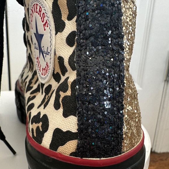 Converse Chuck Taylor All Star Lift Platform Leopard Zebra Glitter Sneakers - Picture 8 of 13